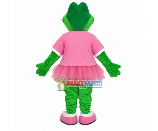 Slim Crocodile Wearing Dress of Gym Mascot Costume