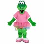 Slim Crocodile Wearing Dress of Gym Mascot Costume