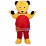 Palm Bear In Red Overalls Mascot Costume