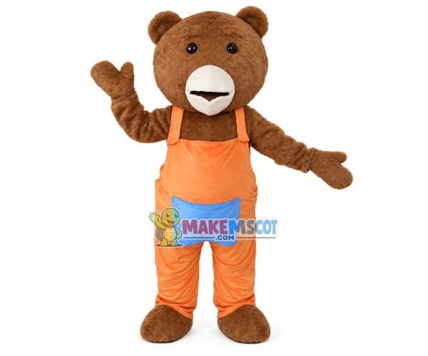 Eyebrow Bear In Pocket Pants Mascot Costume Eyebrow Bear In Pocket Pants Mascot Costume