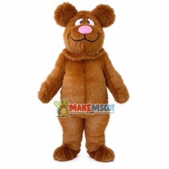 Adult Furry Bear With Pink Nose Mascot Costume Adult Furry Bear With Pink Nose Mascot Costume