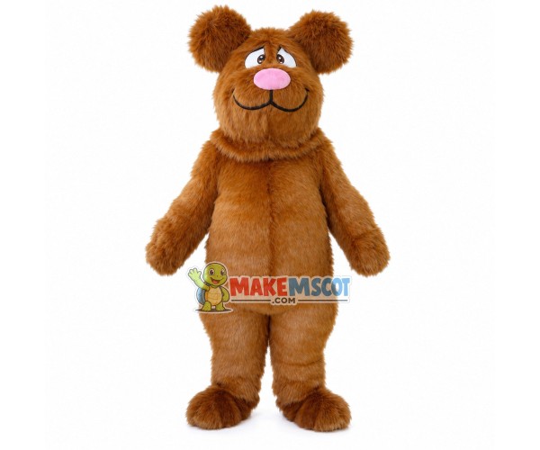 Adult Furry Bear With Pink Nose Mascot Costume Adult Furry Bear With Pink Nose Mascot Costume