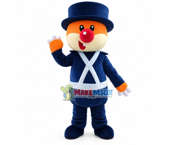 Cartoon Mole In Blue Uniform Mascot Costume