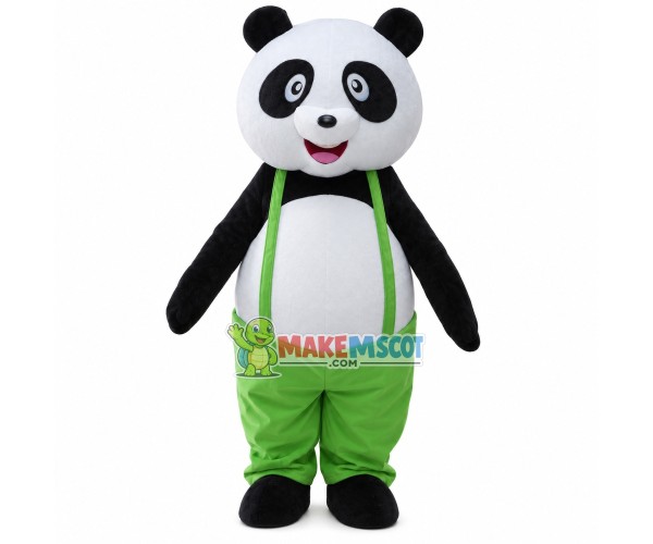 Likable Panda With Green Pants Mascot Costume Likable Panda With Green Pants Mascot Costume