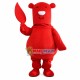 Red Long-headed Bear Holding Leaf Mascot Costume Red Long-headed Bear Holding Leaf Mascot Costume