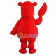 Red Long-headed Bear Holding Leaf Mascot Costume Red Long-headed Bear Holding Leaf Mascot Costume