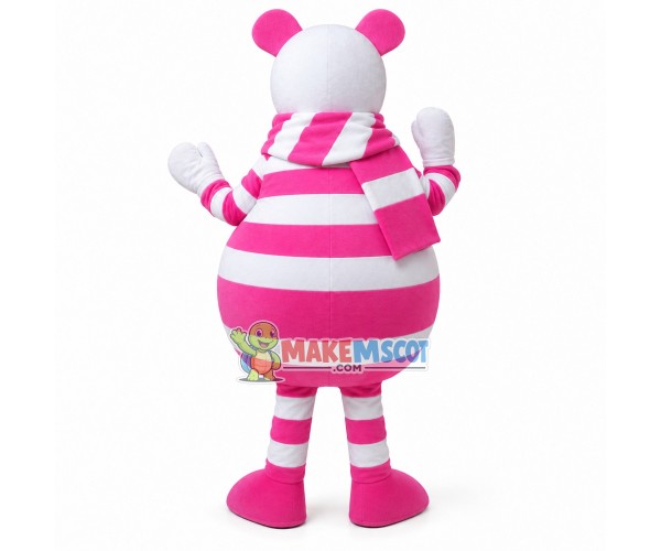 Pink Striped Bear Cartoon Mascot Costume Pink Striped Bear Cartoon Mascot Costume
