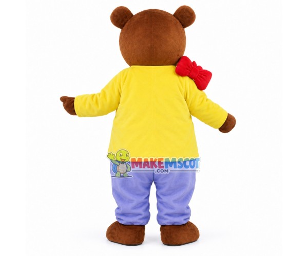 The Father Bear Wearing Yellow Coat Mascot Costume The Father Bear Wearing Yellow Coat Mascot Costume