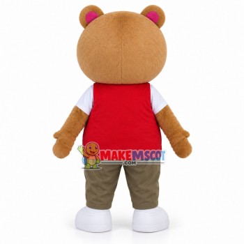 Brown Bear Wearing Red Waistcoat Mascot Costume Brown Bear Wearing Red Waistcoat Mascot Costume