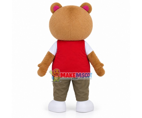 Brown Bear Wearing Red Waistcoat Mascot Costume Brown Bear Wearing Red Waistcoat Mascot Costume