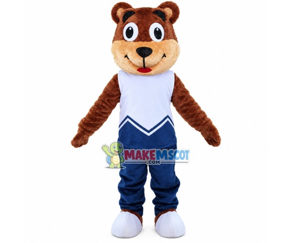 Casual Bear In The Vest Suit Mascot Costume Casual Bear In The Vest Suit Mascot Costume