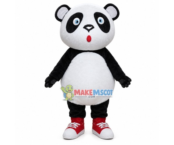 Surprised Small Eyed Baby Panda Mascot Costume Surprised Small Eyed Baby Panda Mascot Costume