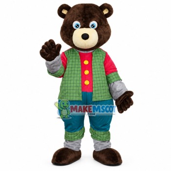 Brown Bear In The Plaid Vest Mascot Costume Brown Bear In The Plaid Vest Mascot Costume