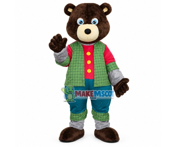 Brown Bear In The Plaid Vest Mascot Costume Brown Bear In The Plaid Vest Mascot Costume