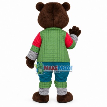 Brown Bear In The Plaid Vest Mascot Costume Brown Bear In The Plaid Vest Mascot Costume
