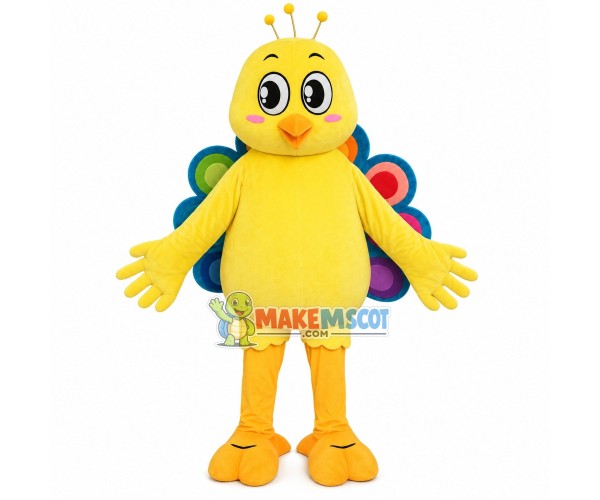 Little Peacock With Colorful Tail Mascot Costume