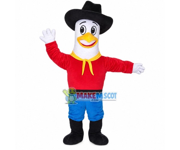 Farm Worker White Bird Mascot Costume
