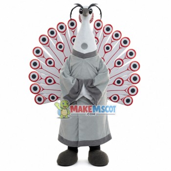 White Peacock In Monk Robe Mascot Costume