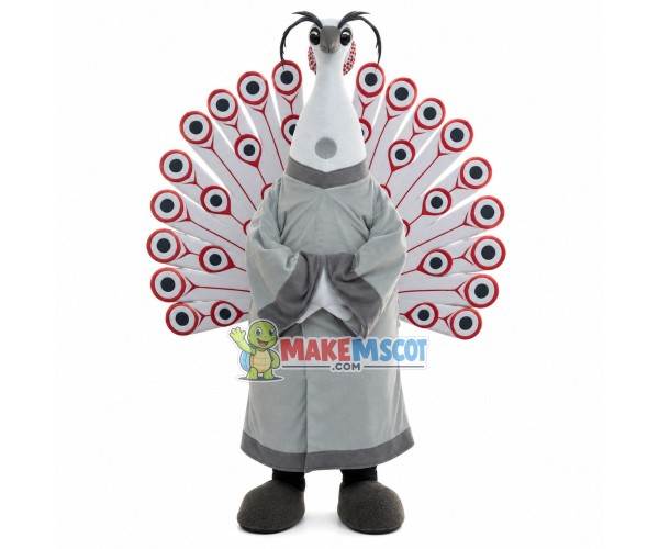 White Peacock In Monk Robe Mascot Costume