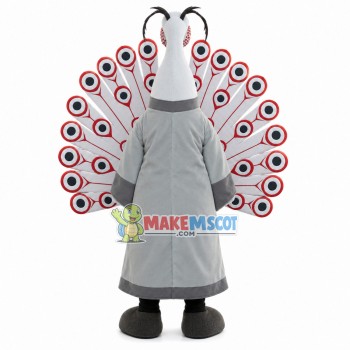 White Peacock In Monk Robe Mascot Costume White Peacock In Monk Robe Mascot Costume