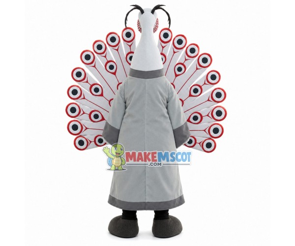 White Peacock In Monk Robe Mascot Costume White Peacock In Monk Robe Mascot Costume