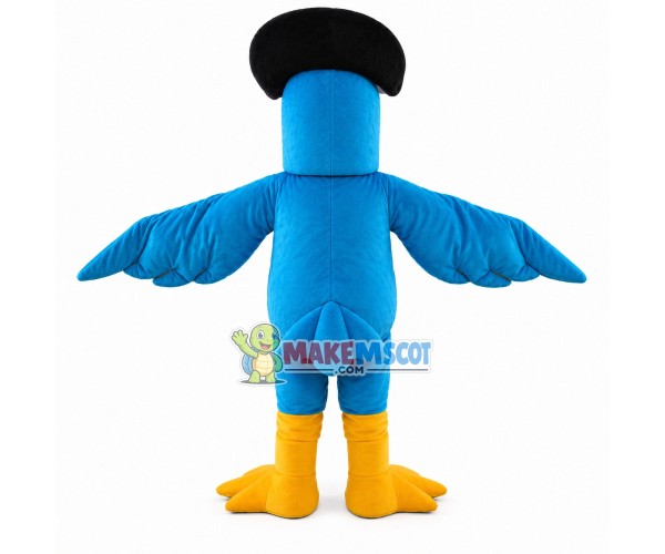 Blue Bird Wearing Hat Mascot Costume Blue Bird Wearing Hat Mascot Costume