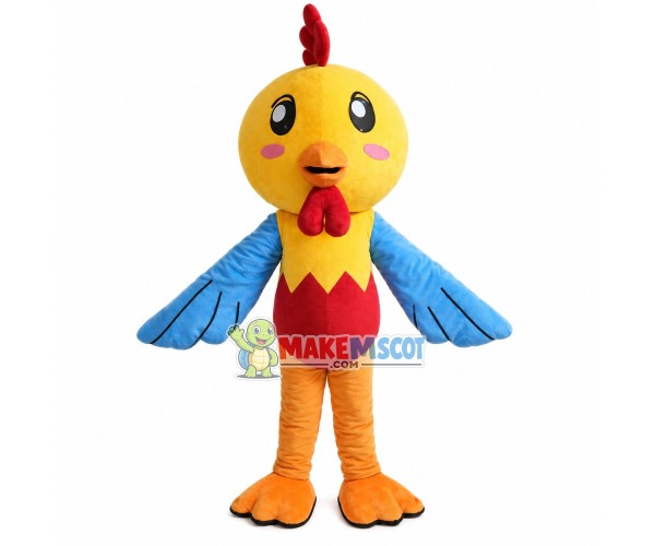 Little Chicken With Blue Wings Mascot Costume Little Chicken With Blue Wings Mascot Costume
