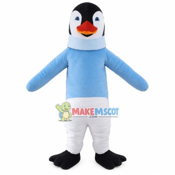 Slim Penguin Wearing Warm Shirt Mascot Costume