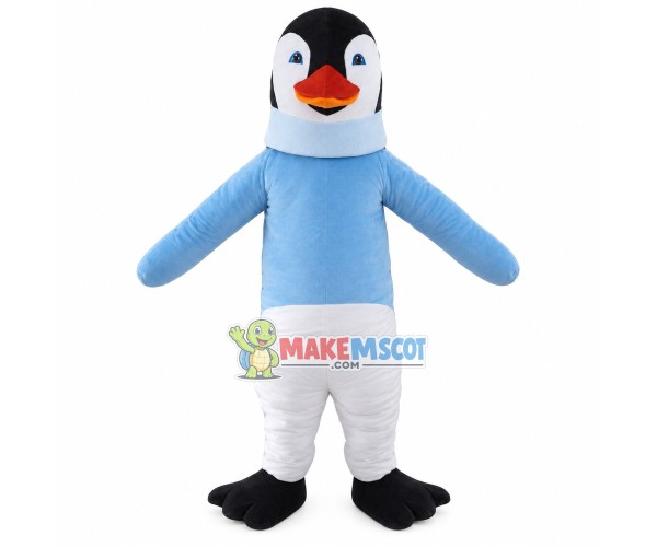 Slim Penguin Wearing Warm Shirt Mascot Costume