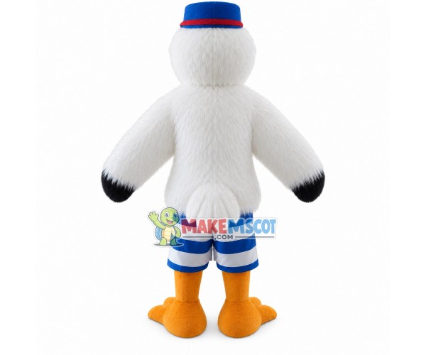 White Furry Bird With Long Beak Mascot Costume White Furry Bird With Long Beak Mascot Costume