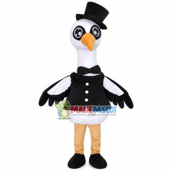 Elegant Ostrich In The Dinner Suit Mascot Costume