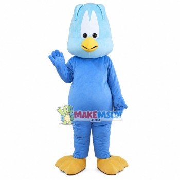 Square-headed Light Blue Bird Mascot Costume