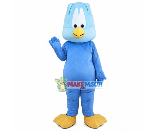 Square-headed Light Blue Bird Mascot Costume Square-headed Light Blue Bird Mascot Costume