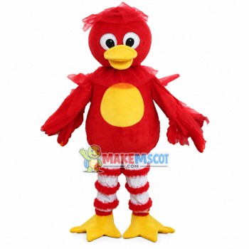 Red Duck With Light Silk Scarf Mascot Costume