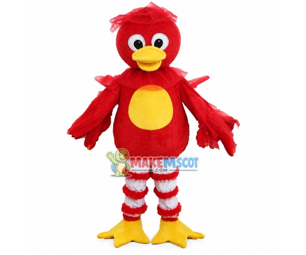 Red Duck With Light Silk Scarf Mascot Costume