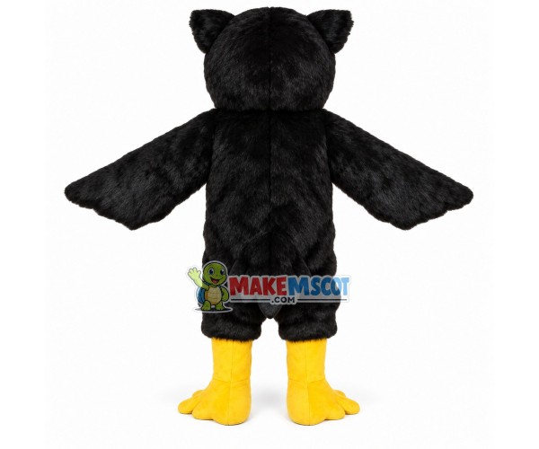 Adult Black Owl With Smooth Fur Mascot Costume Adult Black Owl With Smooth Fur Mascot Costume