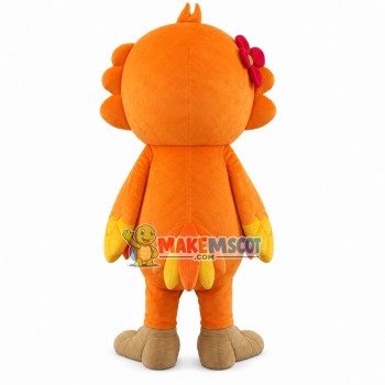 Bright Lark With Gorgeous Flower Mascot Costume Bright Lark With Gorgeous Flower Mascot Costume