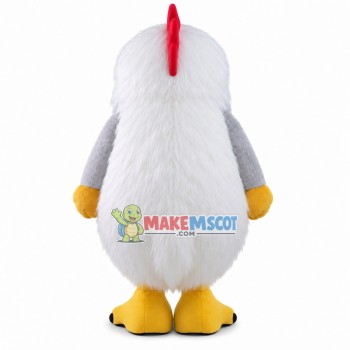 Cowering White Chicken Mascot Costume