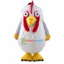 Cowering White Chicken Mascot Costume