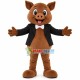 Brown Pig Wearing Suit Mascot Costume