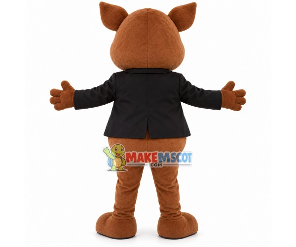 Brown Pig Wearing Suit Mascot Costume
