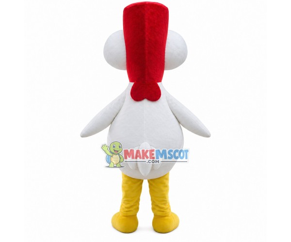 Funny Chicken With Raised Eyes Mascot Costume Funny Chicken With Raised Eyes Mascot Costume