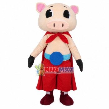 Super Pig With Belt Mascot Costume Super Pig With Belt Mascot Costume