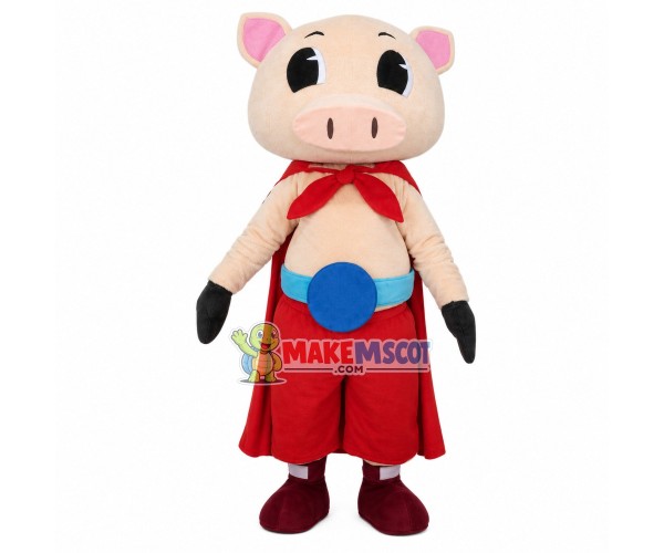 Super Pig With Belt Mascot Costume Super Pig With Belt Mascot Costume