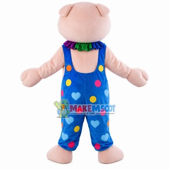 Pig In The Color Dot Overalls Mascot Costume Pig In The Color Dot Overalls Mascot Costume