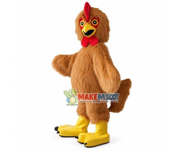 Standing Style Brown Long Wool Chicken Mascot Costume Standing Style Brown Long Wool Chicken Mascot Costume