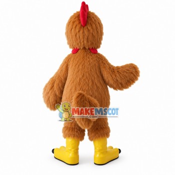 Standing Style Brown Long Wool Chicken Mascot Costume Standing Style Brown Long Wool Chicken Mascot Costume