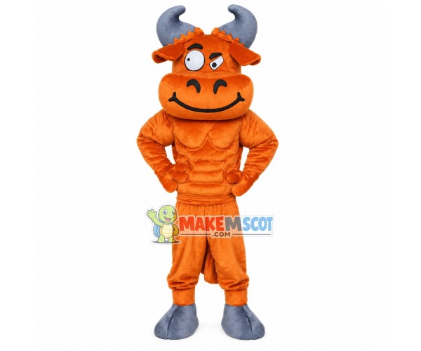 Muscle Cattle With Funny Expression Mascot Costume Muscle Cattle With Funny Expression Mascot Costume