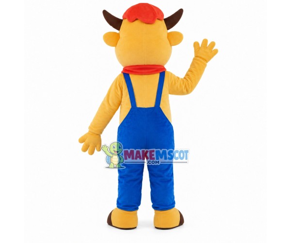 Yellow Calf Wearing Hat Mascot Costume Yellow Calf Wearing Hat Mascot Costume
