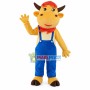 Yellow Calf Wearing Hat Mascot Costume